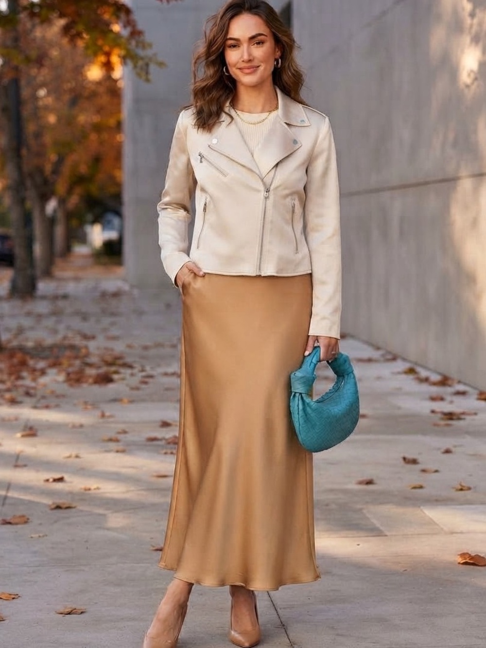 NWT Sanctuary Champagne Satin Moto Jacket Size XS